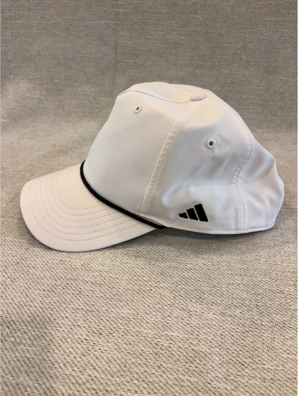 NWT Adidas White Rope Snapback Hat Golf Cap Black Accents Recycled Materials